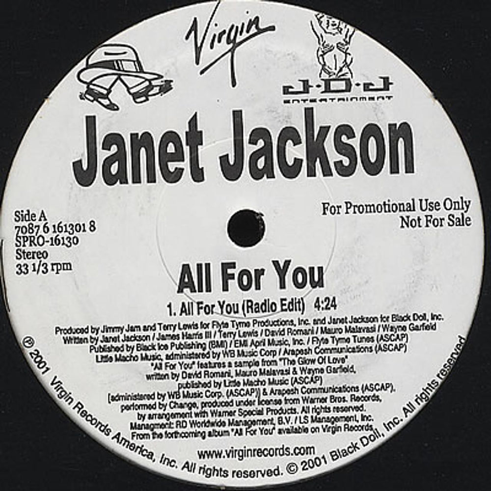 Janet Jackson All For You US Promo 12" vinyl single (12 inch record / Maxi-single) SPRO16130