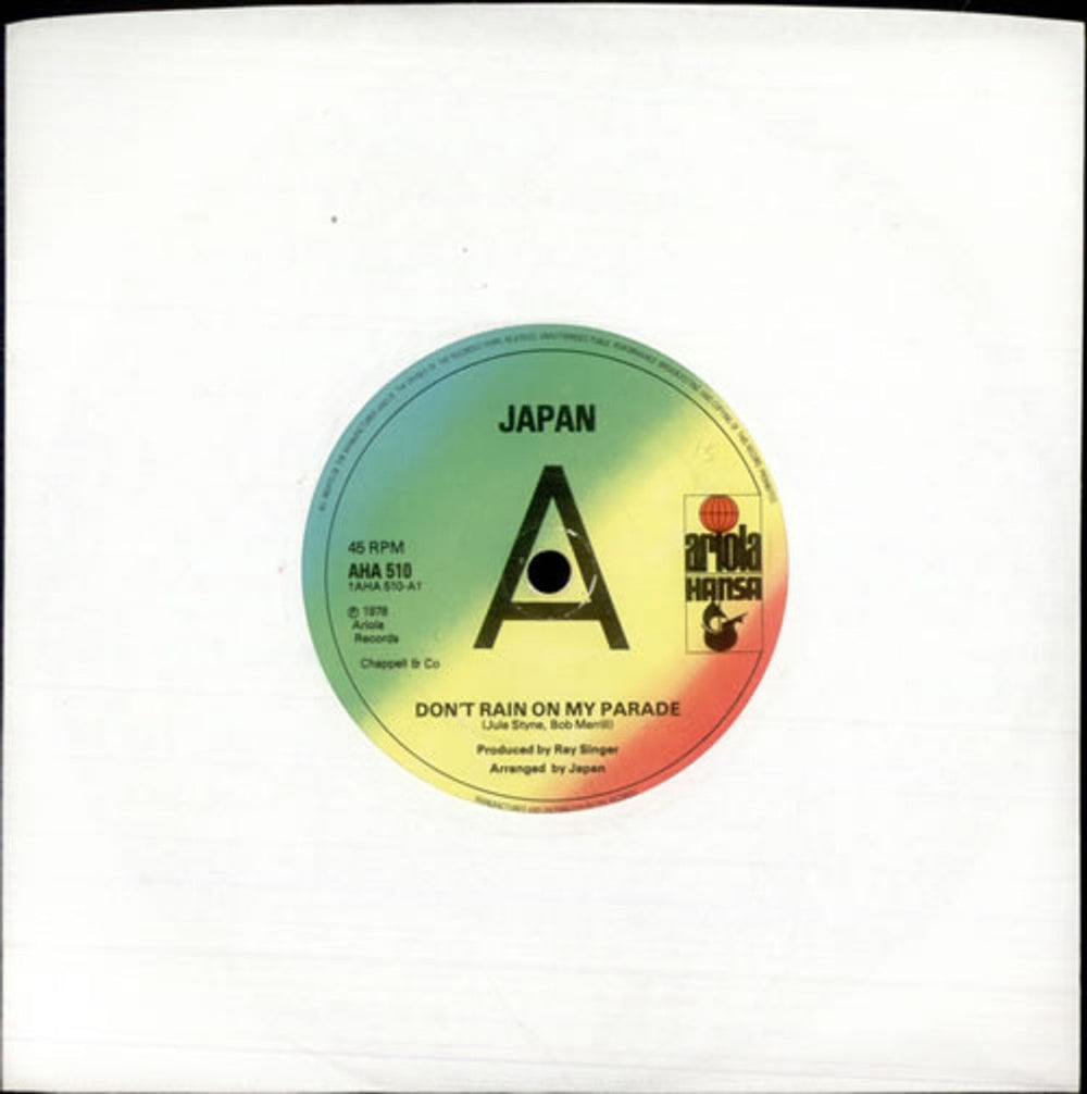Japan Don't Rain On My Parade US 7" vinyl single (7 inch record / 45) AHA510