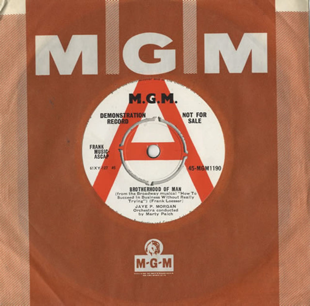 Jaye P. Morgan Brotherhood Of Man UK Promo 7" vinyl single (7 inch record / 45) 45-MGM1190