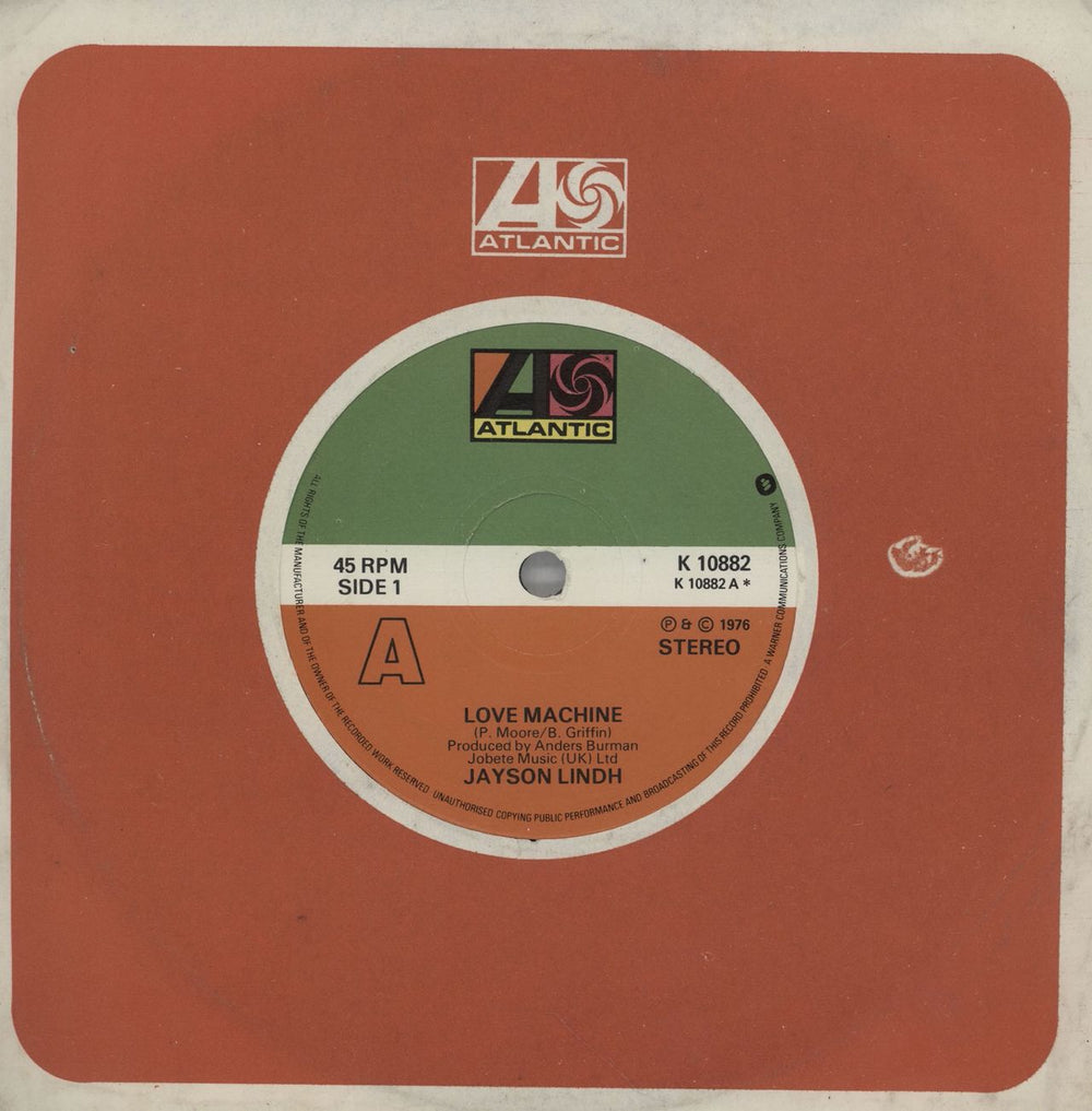 Jayson Lindh Love Machine UK 7" vinyl single (7 inch record / 45) K10882