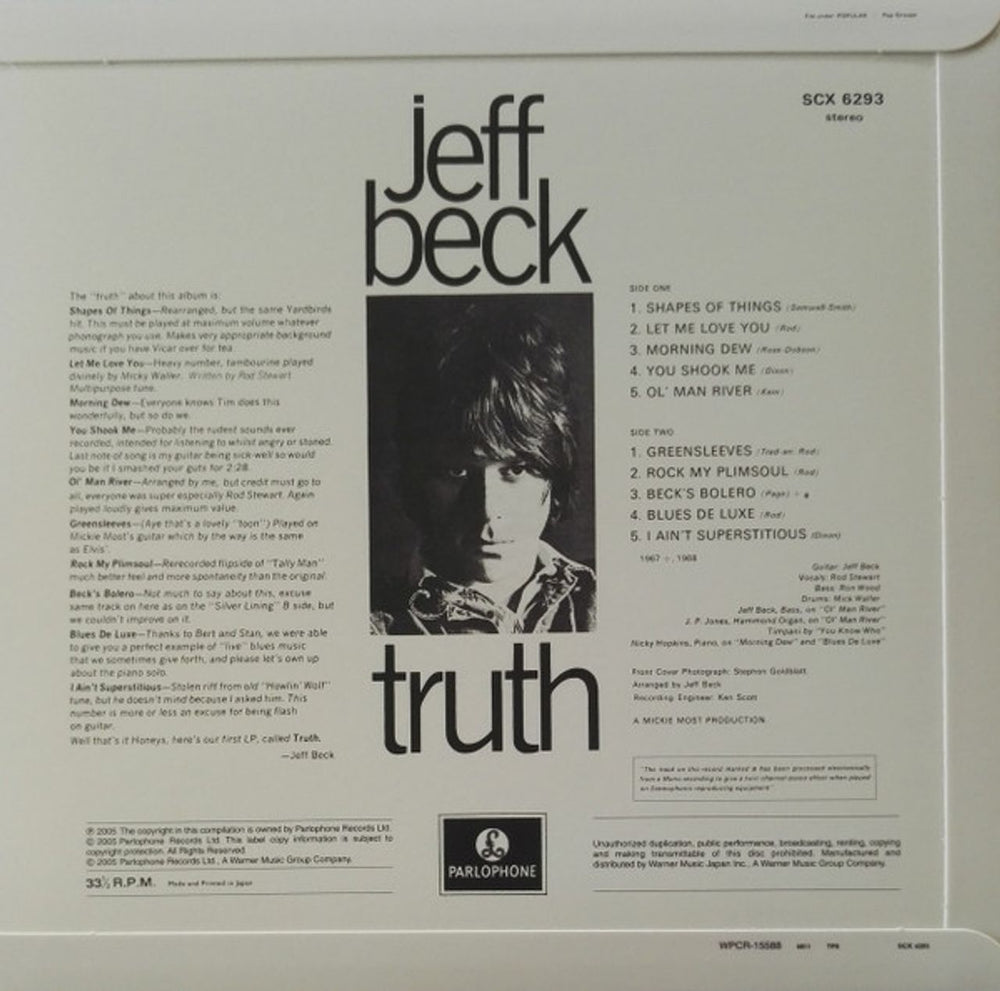 Jeff Beck Truth - SHM-CD - Replica Card Sleeve Edition Japanese SHM CD 4943674168286