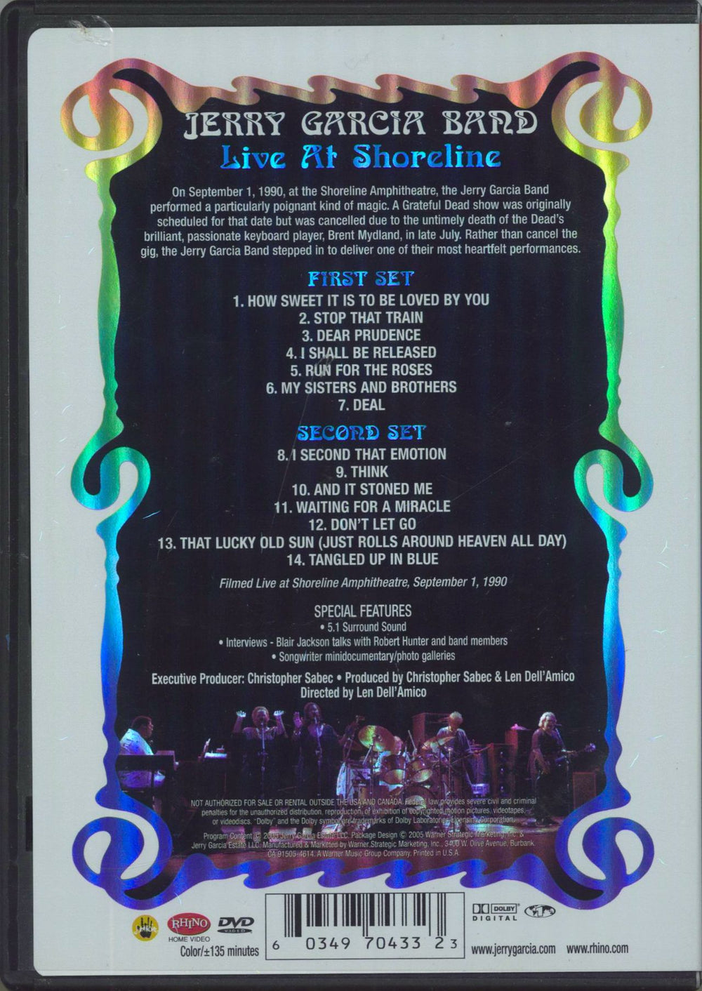 Jerry Garcia Live At Shoreline US DVD 603497043323