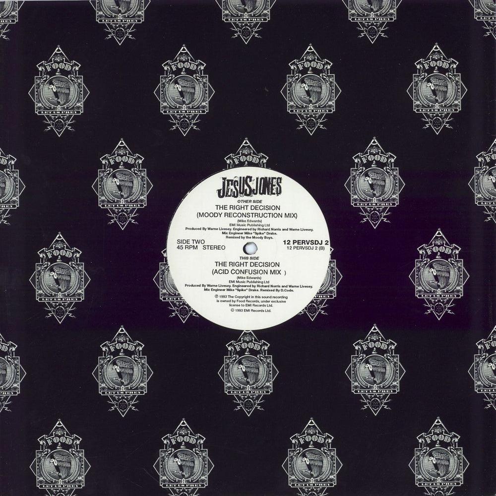 Jesus Jones The Right Decision UK Promo 12" vinyl single (12 inch record / Maxi-single)