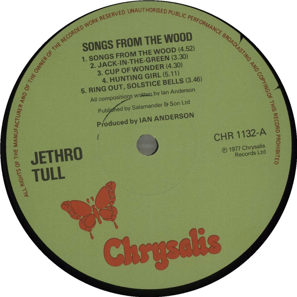 Jethro Tull Songs From The Wood - 1st - Complete - EX UK vinyl LP album (LP record) TULLPSO679733