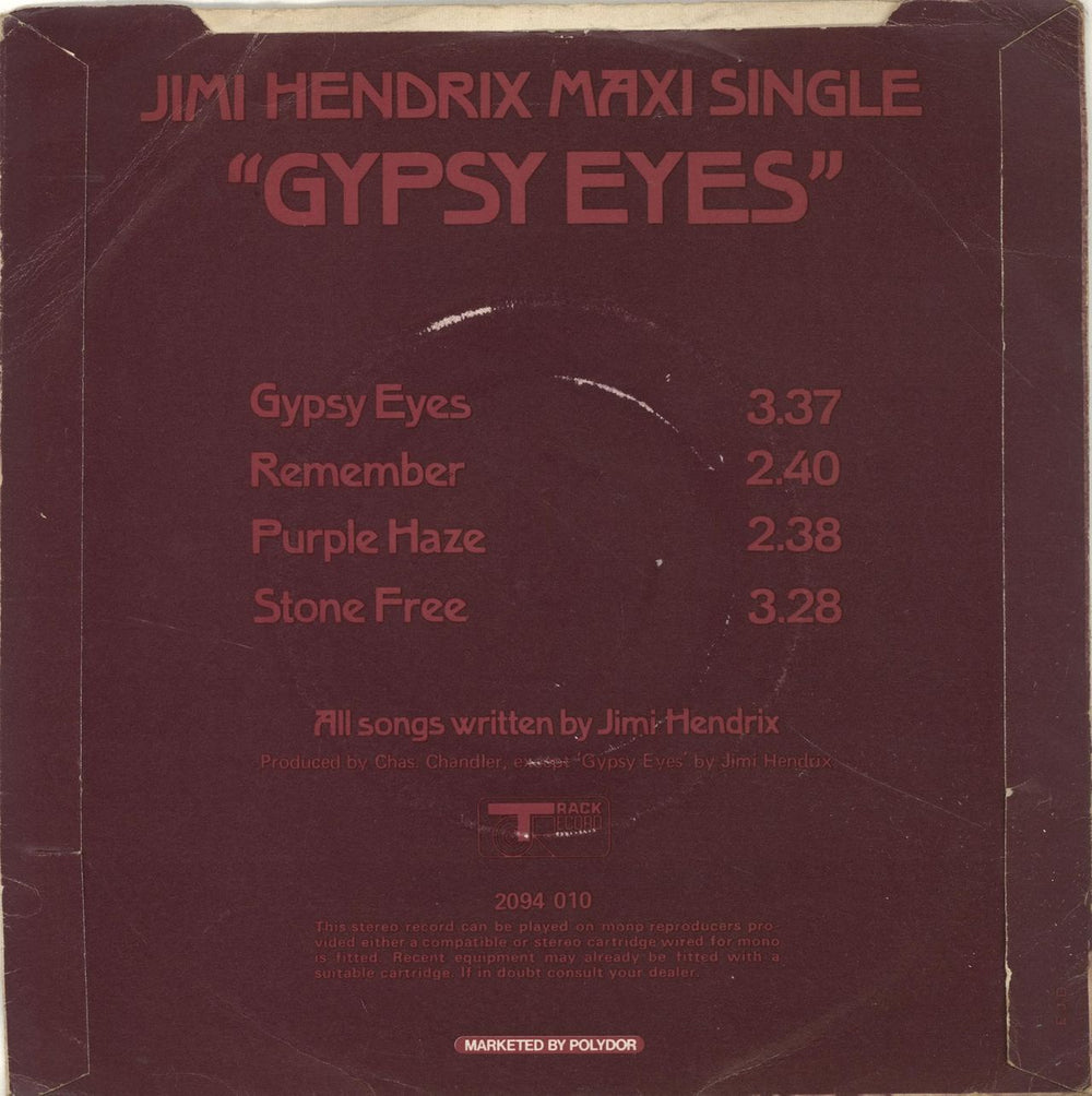 Jimi Hendrix Gypsy Eyes - VG UK 7" vinyl single (7 inch record / 45)