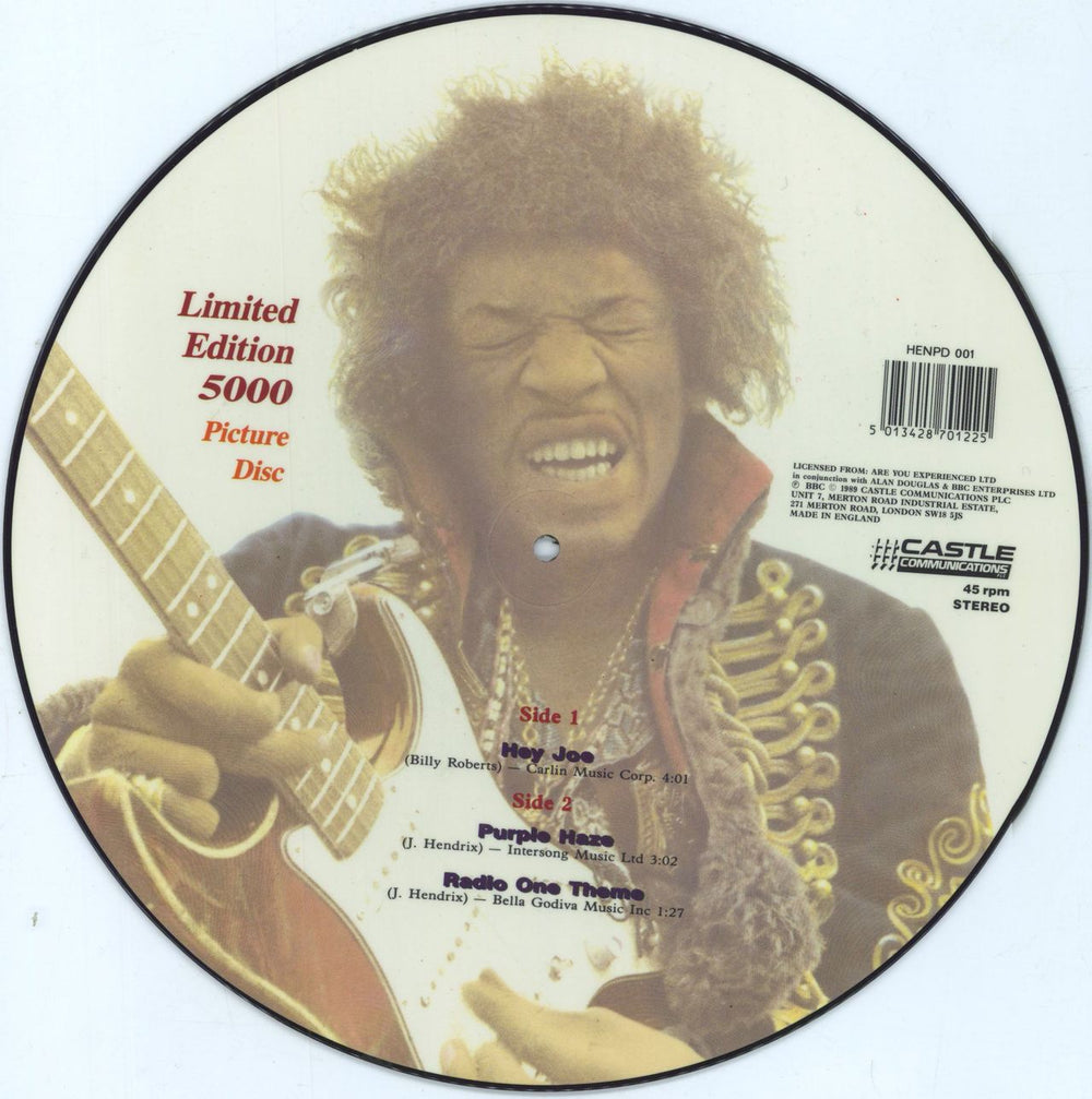 Jimi Hendrix Hey Joe UK picture disc LP (vinyl picture disc album) 5013428701225