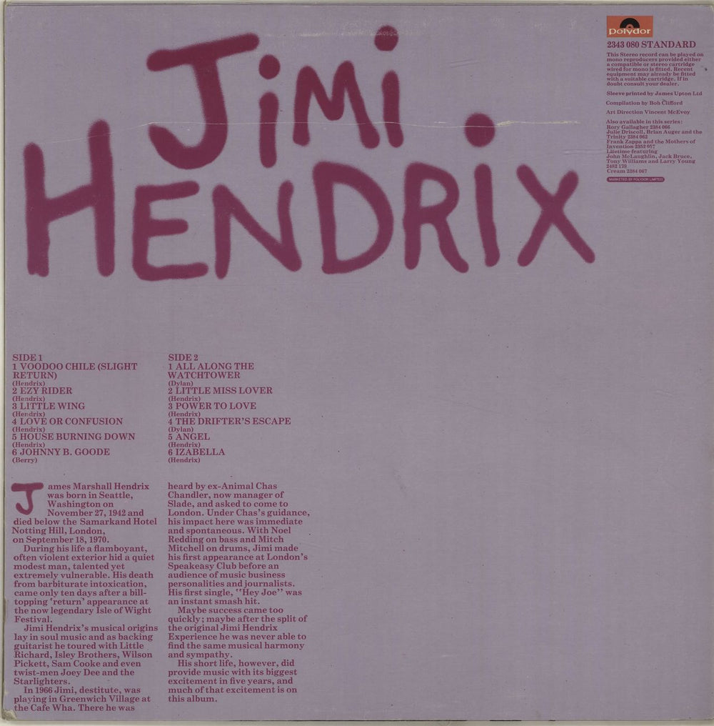 Jimi Hendrix Jimi Hendrix UK vinyl LP album (LP record) HENLPJI171373