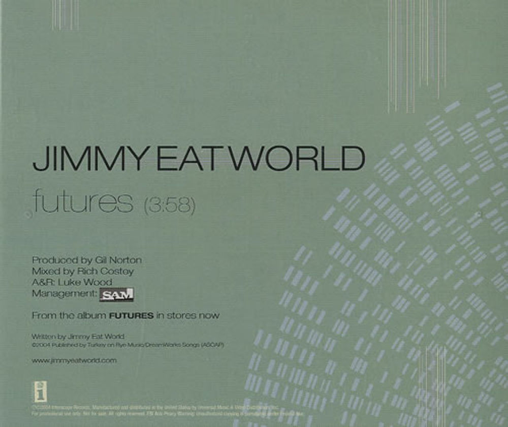 Jimmy Eat World Futures US Promo CD single (CD5 / 5") INTR114362SP