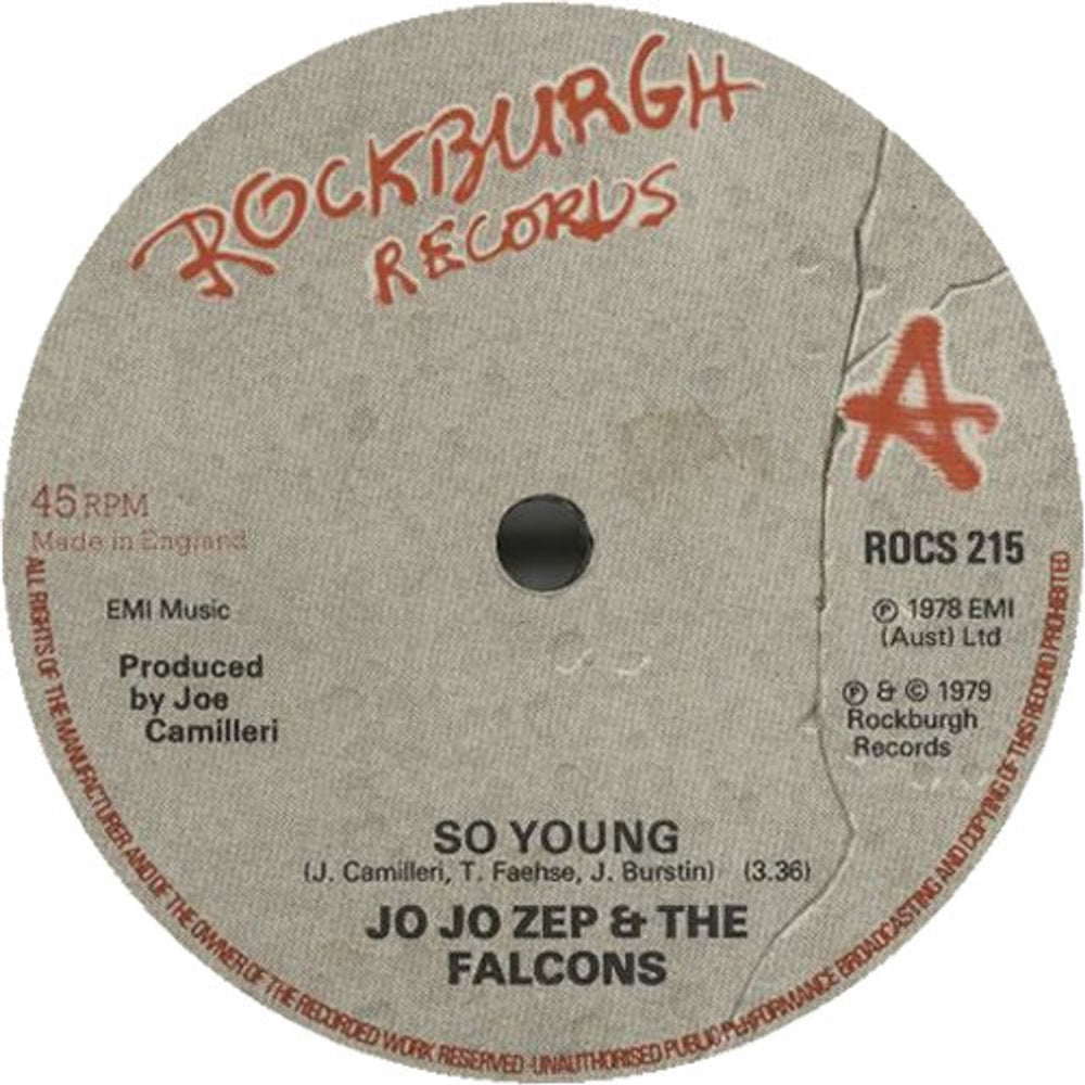 Jo Jo Zep And The Falcons So Young UK 7" vinyl single (7 inch record / 45) ROCS215