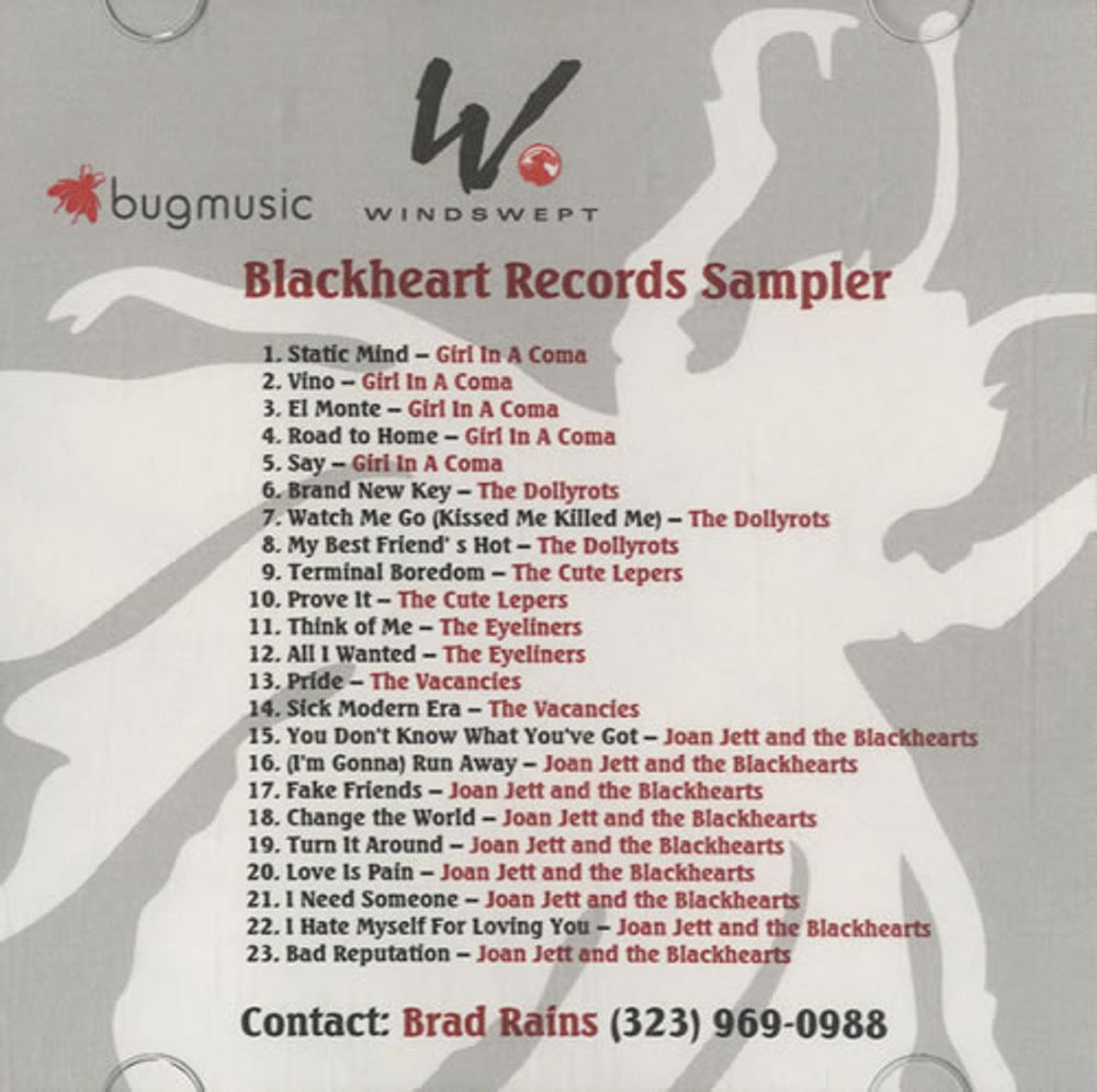 Joan Jett Blackheart Records Sampler US Promo CD-R acetate CDR-ACETATE