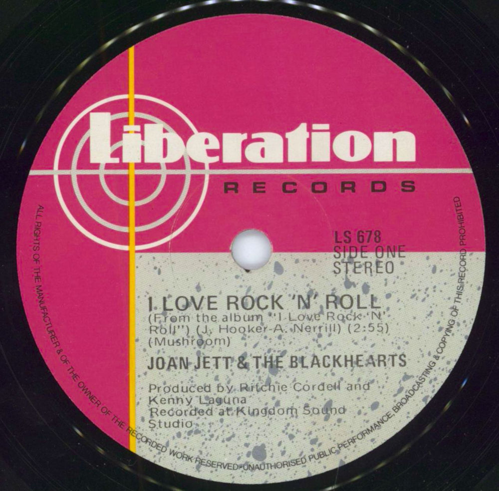 Joan Jett I Love Rock 'n Roll New Zealand 7" vinyl single (7 inch record / 45) LS678