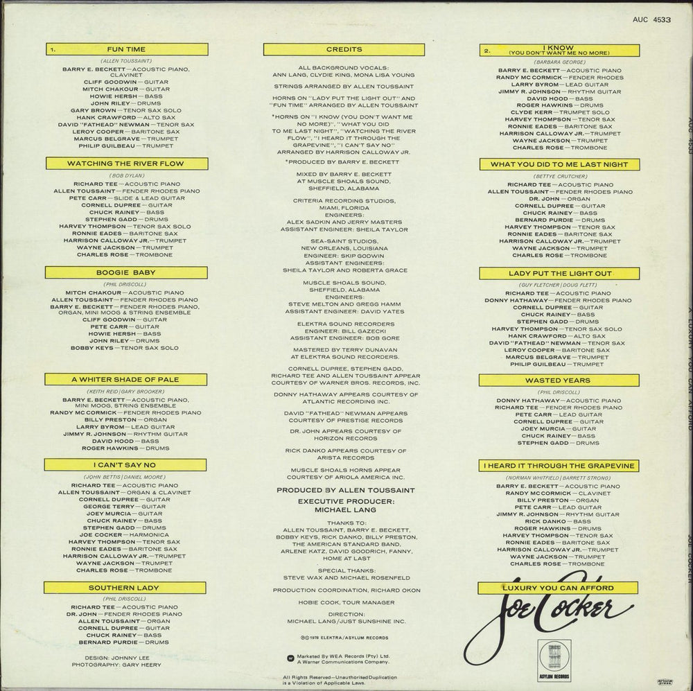 Joe Cocker Luxury You Can Afford South African vinyl LP album (LP record)