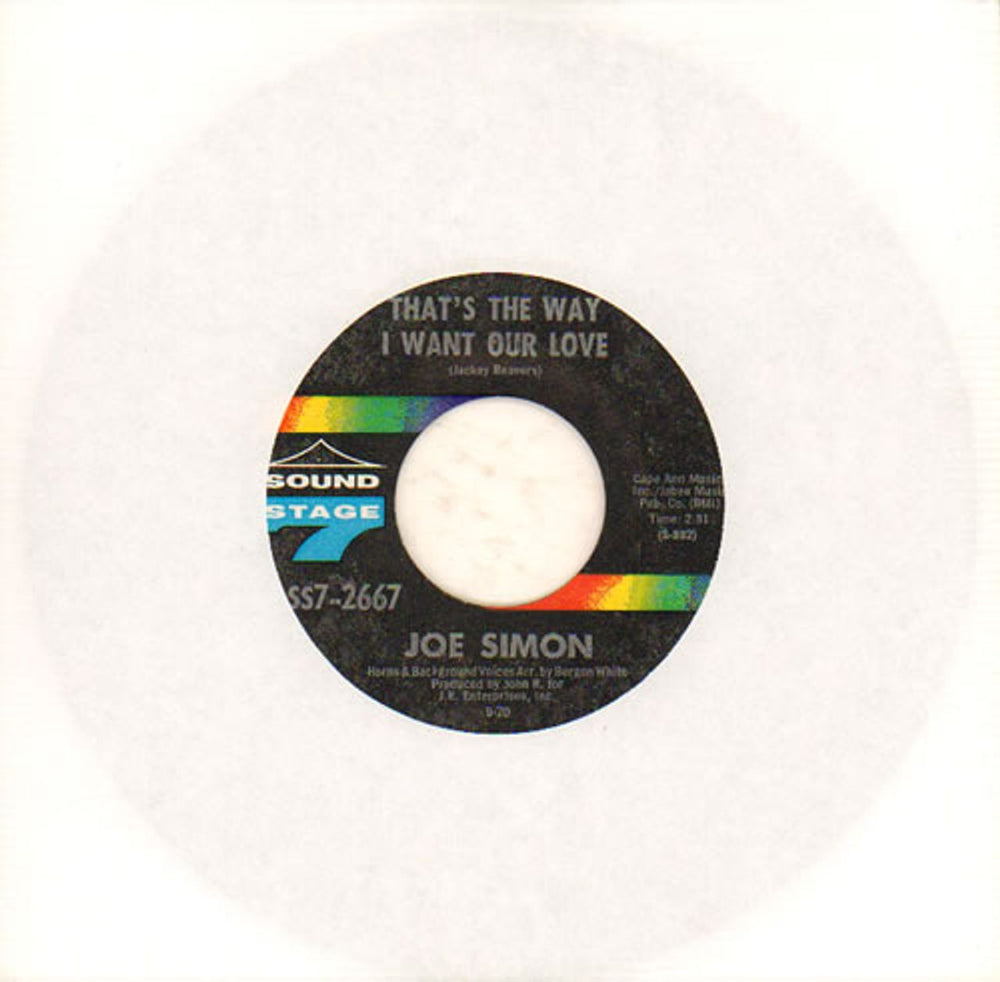 Joe Simon That's The Way I Want Our Love US 7" vinyl single (7 inch record / 45) SS7-2667