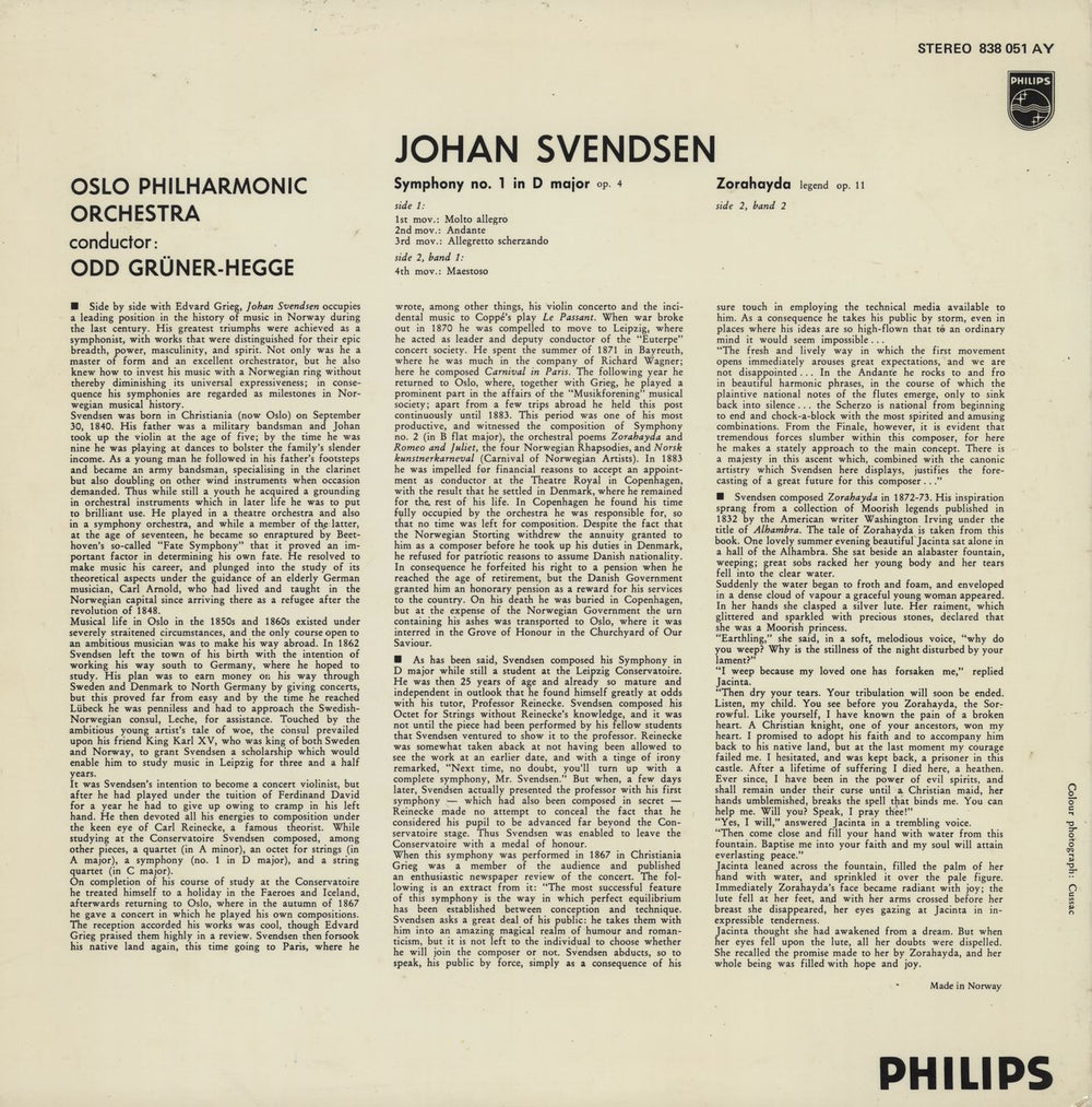Johan Svendsen Classics From Norway Norwegian vinyl LP album (LP record)