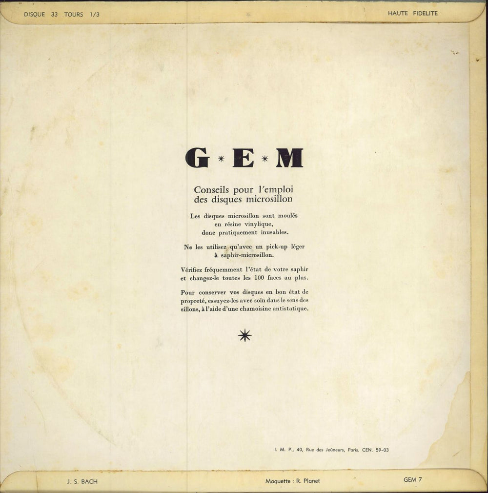 Johann Sebastian Bach Concertos Brandebourgeois Nos. 4-5-6 French vinyl LP album (LP record)