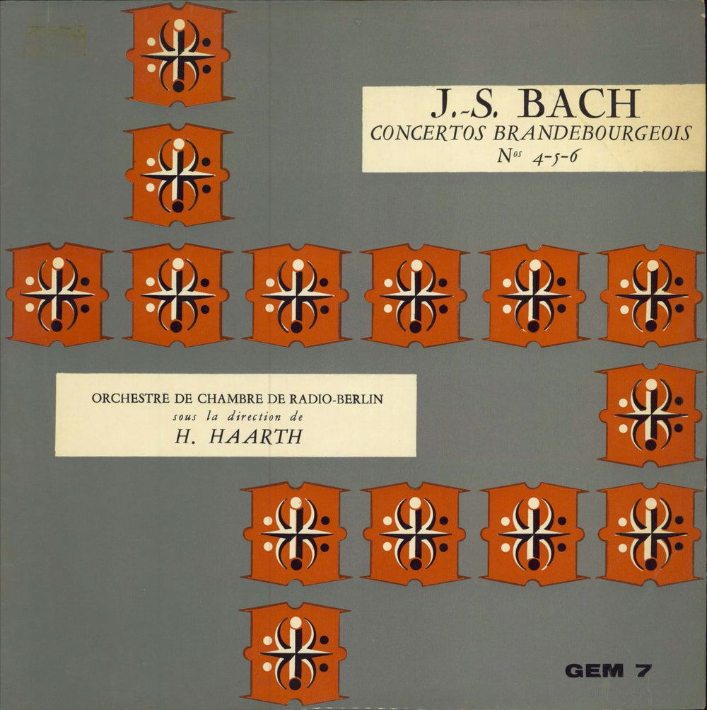 Johann Sebastian Bach Concertos Brandebourgeois Nos. 4-5-6 French vinyl LP album (LP record) GEM7
