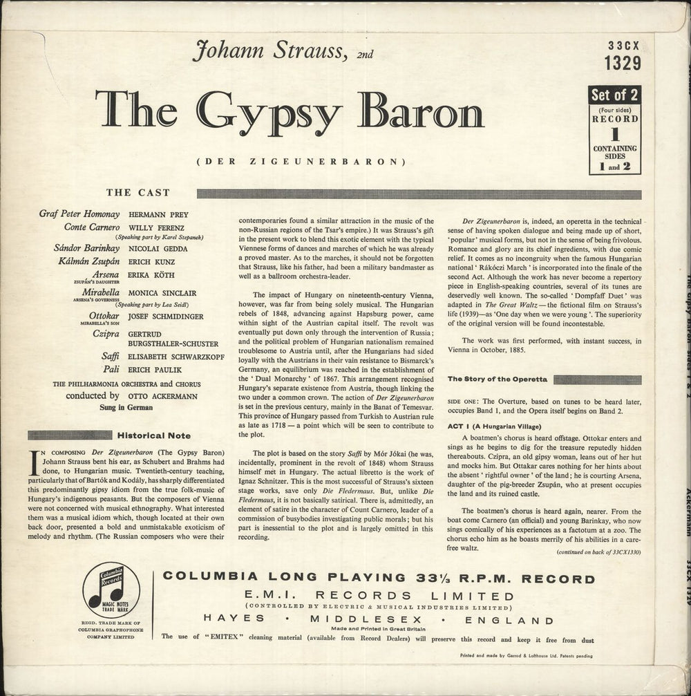 Johann Strauss II (1825-1899) The Gypsy Baron UK 2-LP vinyl record set (Double LP Album) J8I2LTH745862