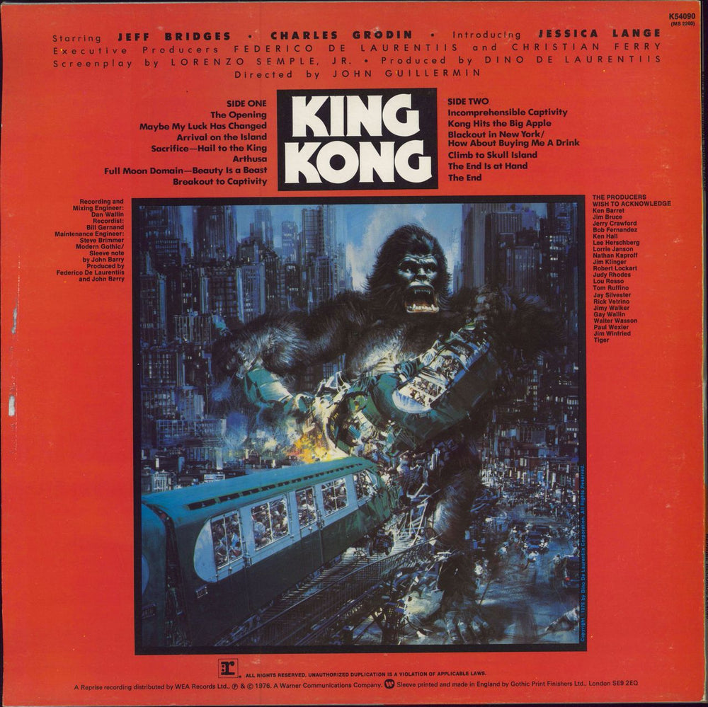 John Barry (Composer) King Kong UK vinyl LP album (LP record) JBYLPKI776461