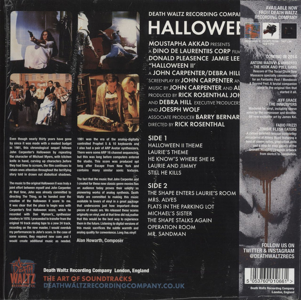 John Carpenter Halloween II - Orange & Black Splatter Vinyl + Poster UK vinyl LP album (LP record) 5053760010661
