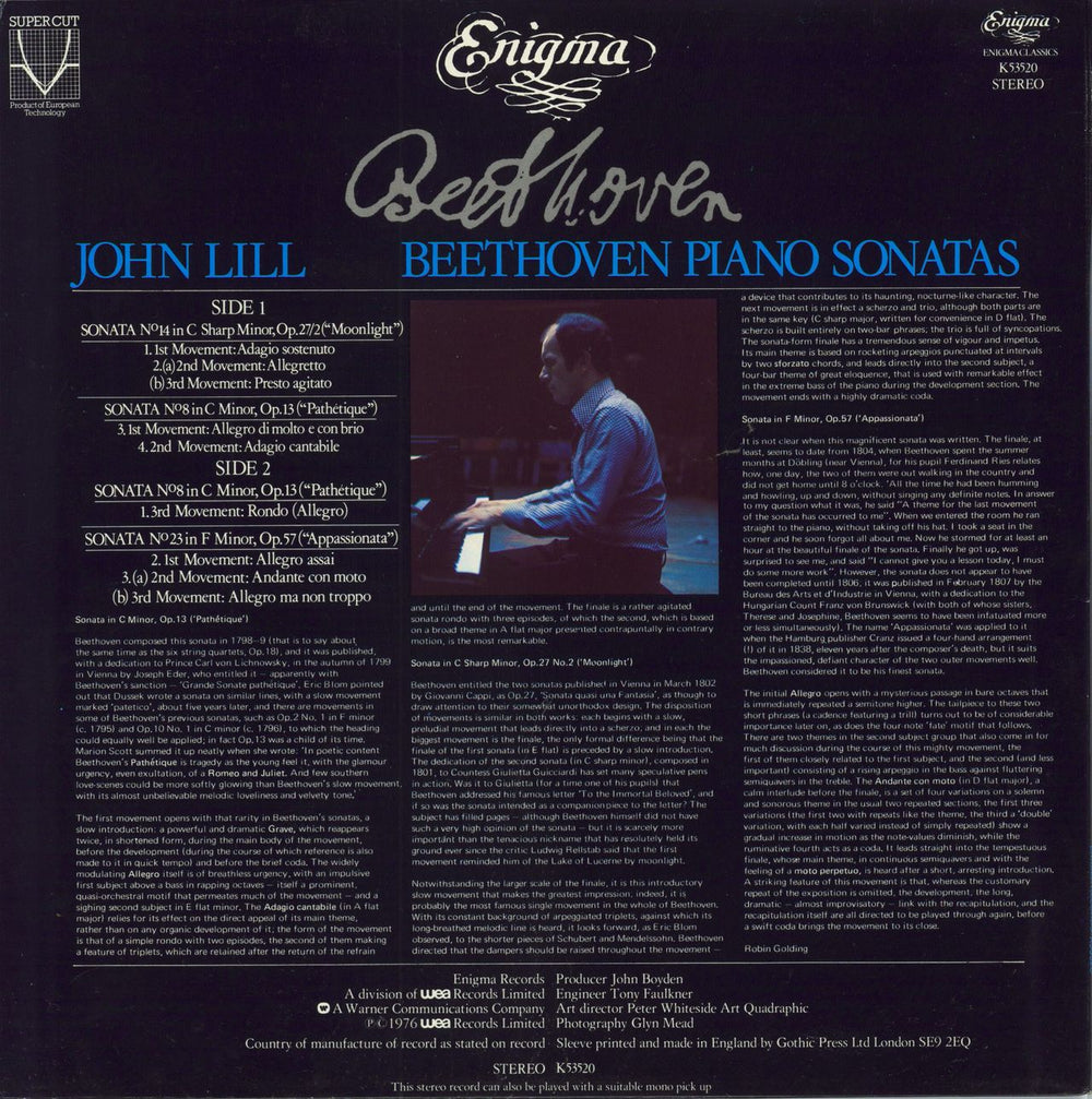 John Lill Beethoven Piano Sonatas UK vinyl LP album (LP record)