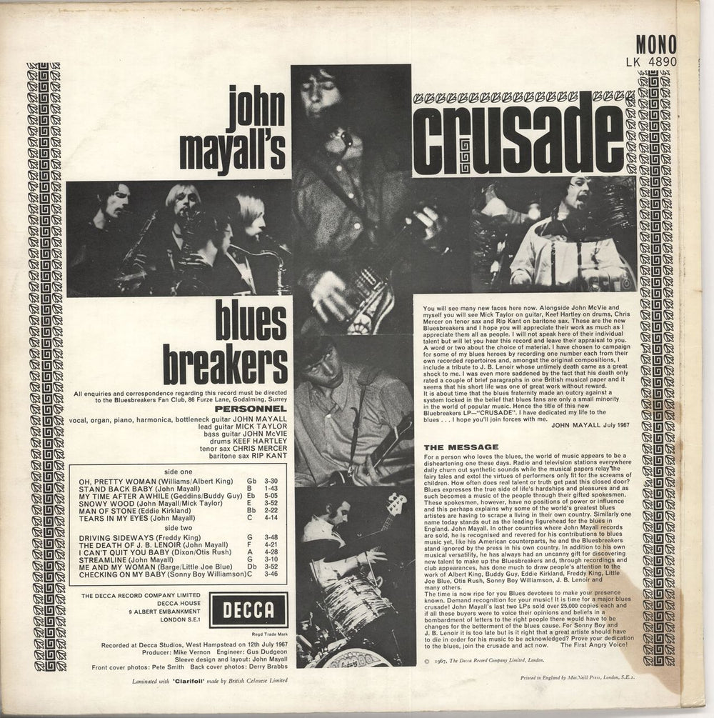 John Mayall Crusade - EX UK vinyl LP album (LP record) JOMLPCR655374