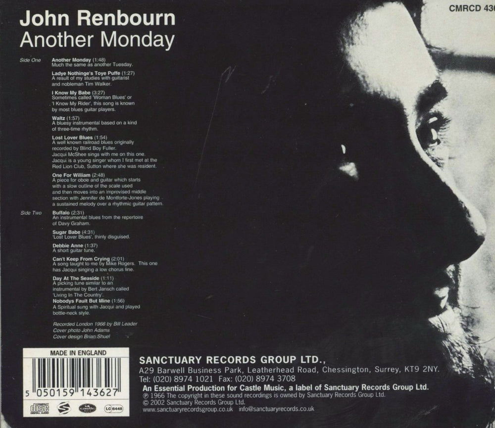 John Renbourn Another Monday: Remastered UK CD album (CDLP) 5050159143627