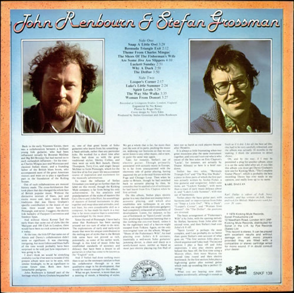 John Renbourn Stefan Grossman & John Renbourn UK vinyl LP album (LP record) JRBLPST518138