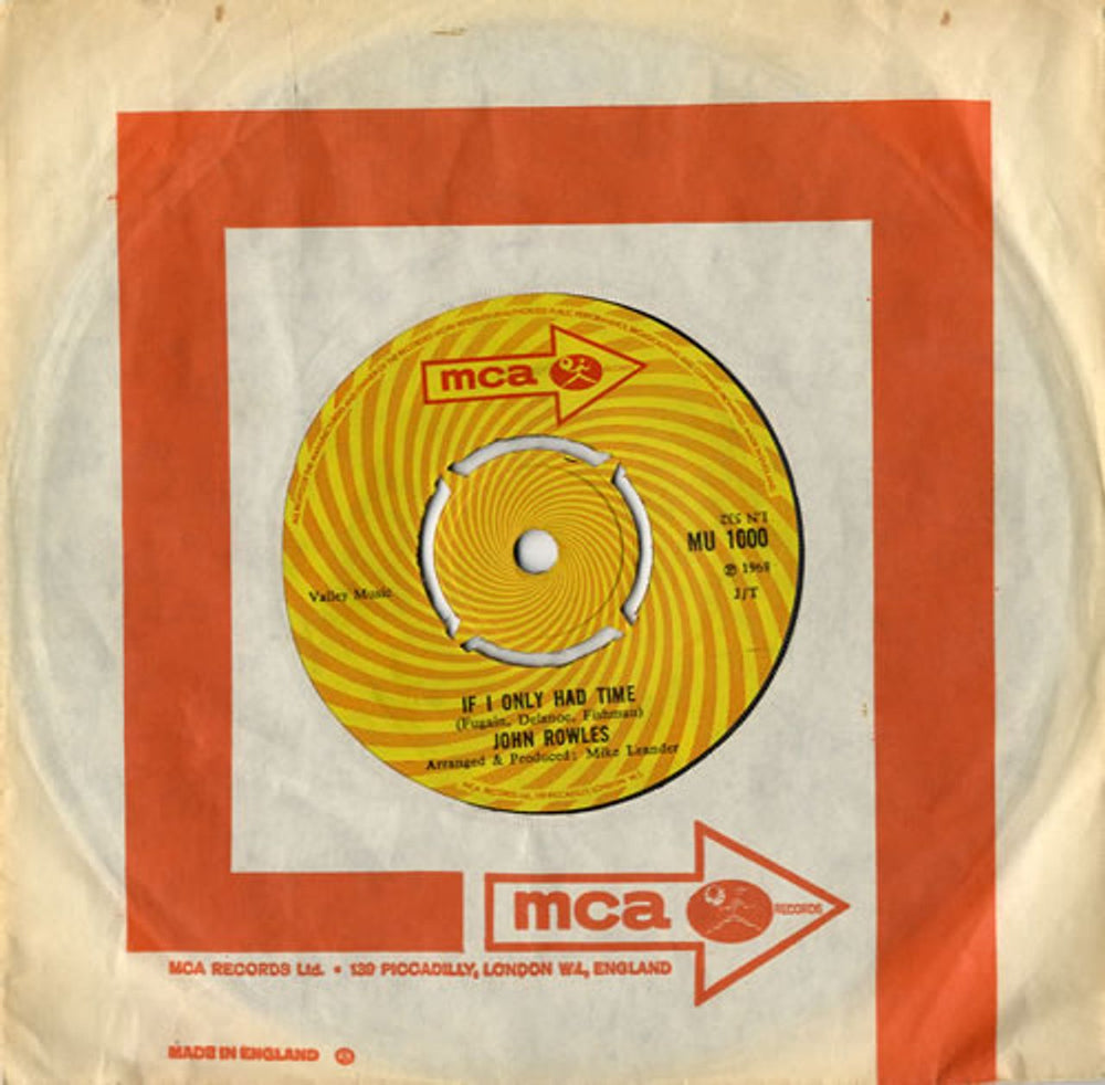John Rowles If I Only Had Time UK 7" vinyl single (7 inch record / 45) MU1000