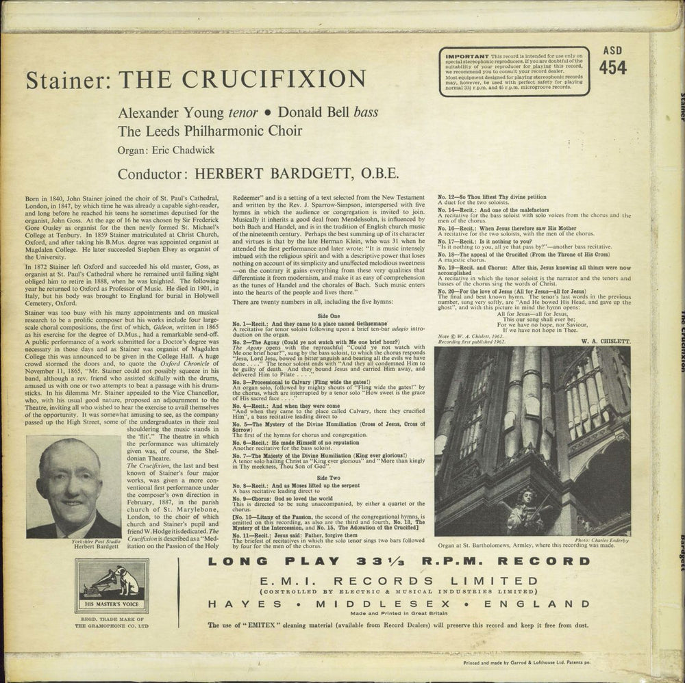 John Stainer Stainer's Crucifixion - 1st UK vinyl LP album (LP record)