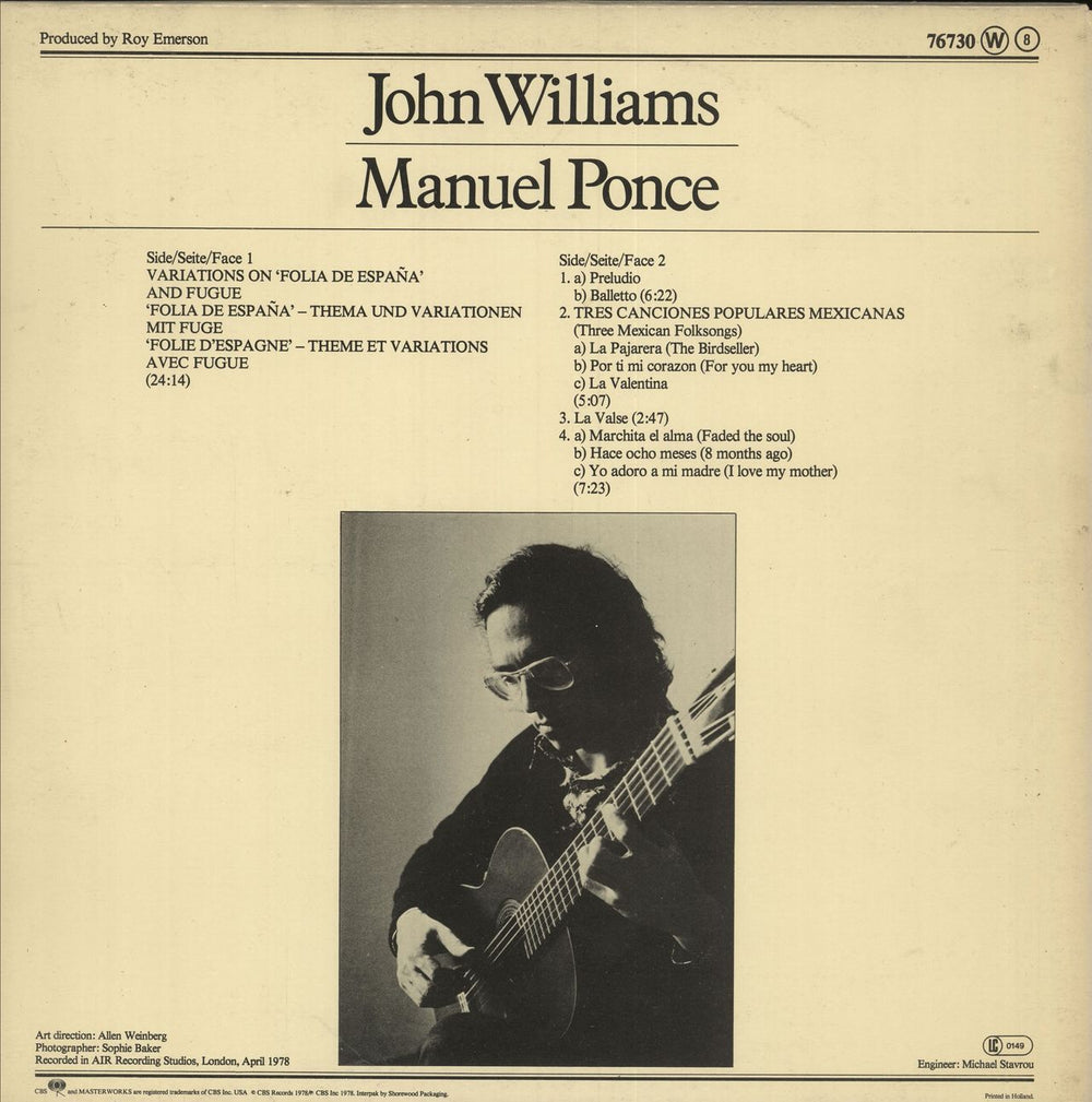 John Williams (Guitarist) Guitar Music German vinyl LP album (LP record)