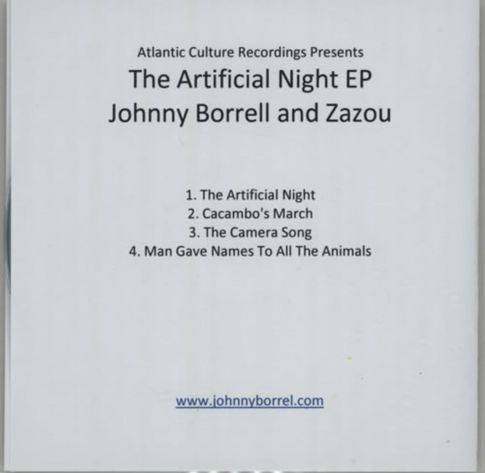 Johnny Borrell And Zazou The Artificial Night EP UK Promo CD-R acetate K7HCRTH612334