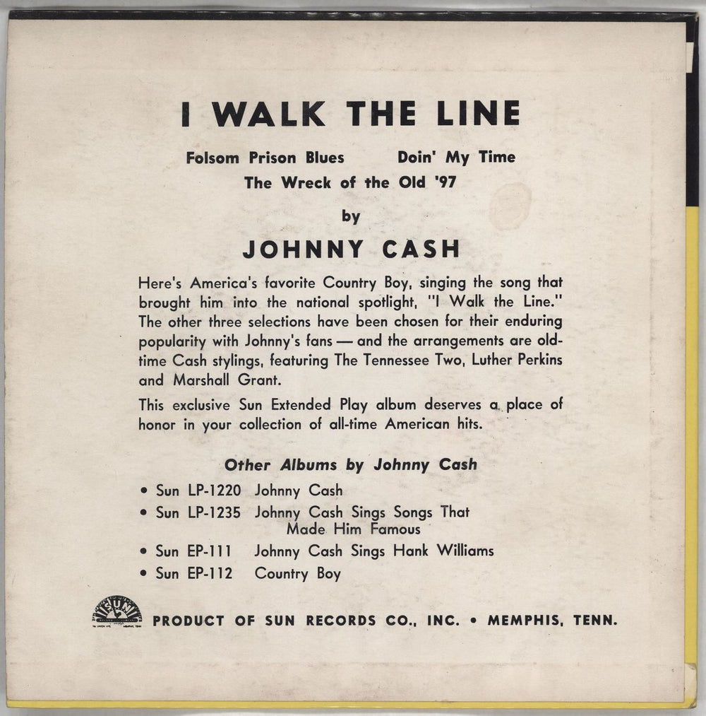 Johnny Cash I Walk The Line US 7" vinyl single (7 inch record / 45) JCS07IW766404