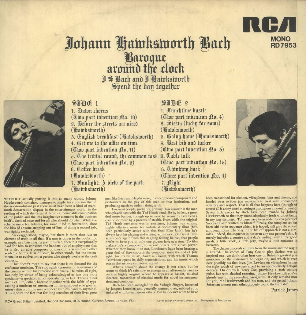 Johnny Hawksworth Johann Hawksworth Bach UK vinyl LP album (LP record)