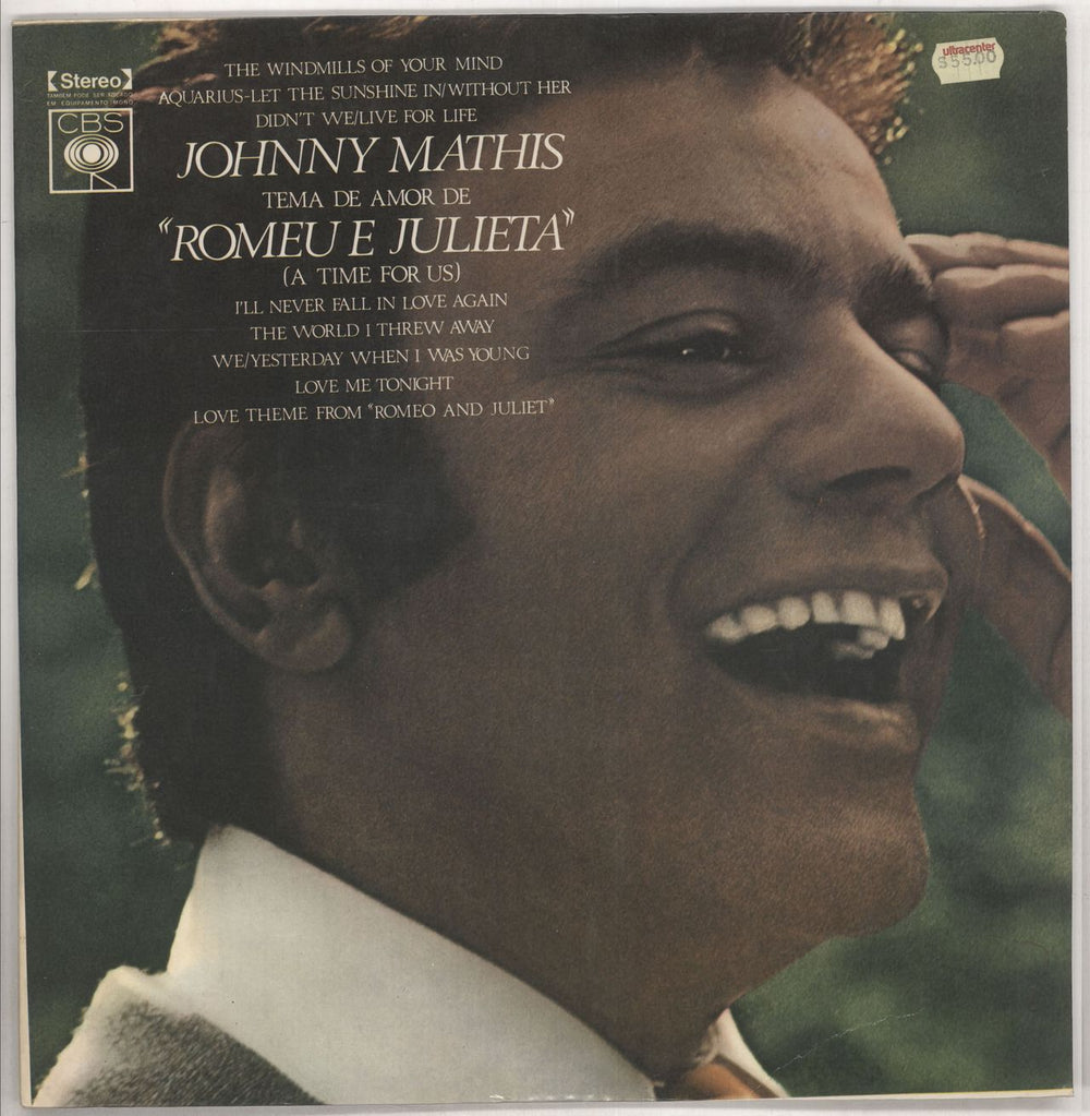 Johnny Mathis Love Theme From "Romeo And Juliet" (A Time For Us) Brazilian vinyl LP album (LP record) 137635
