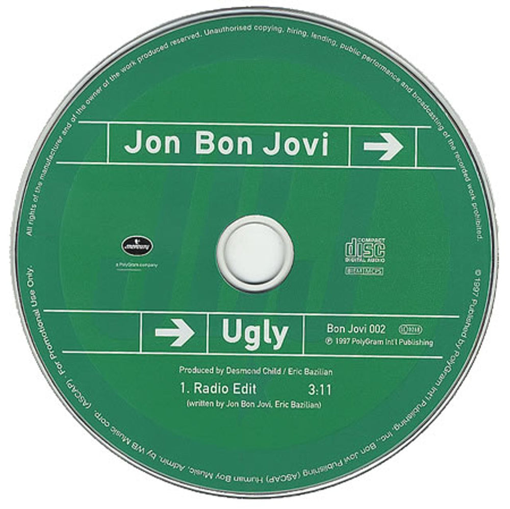 Jon Bon Jovi Ugly German Promo CD single (CD5 / 5") BONJOVI002