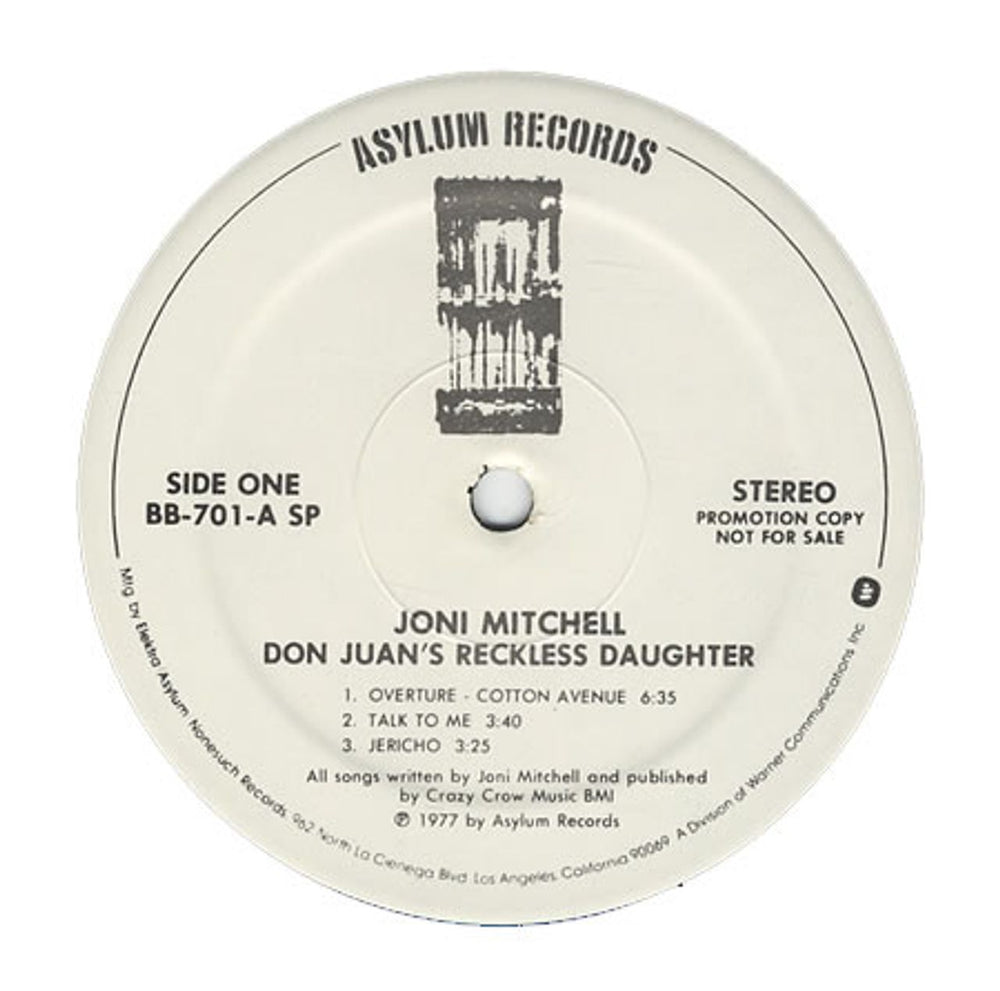 Joni Mitchell Don Juan's Reckless Daughter - White label + Promo Stickered US Promo 2-LP vinyl record set (Double LP Album) JNI2LDO402000