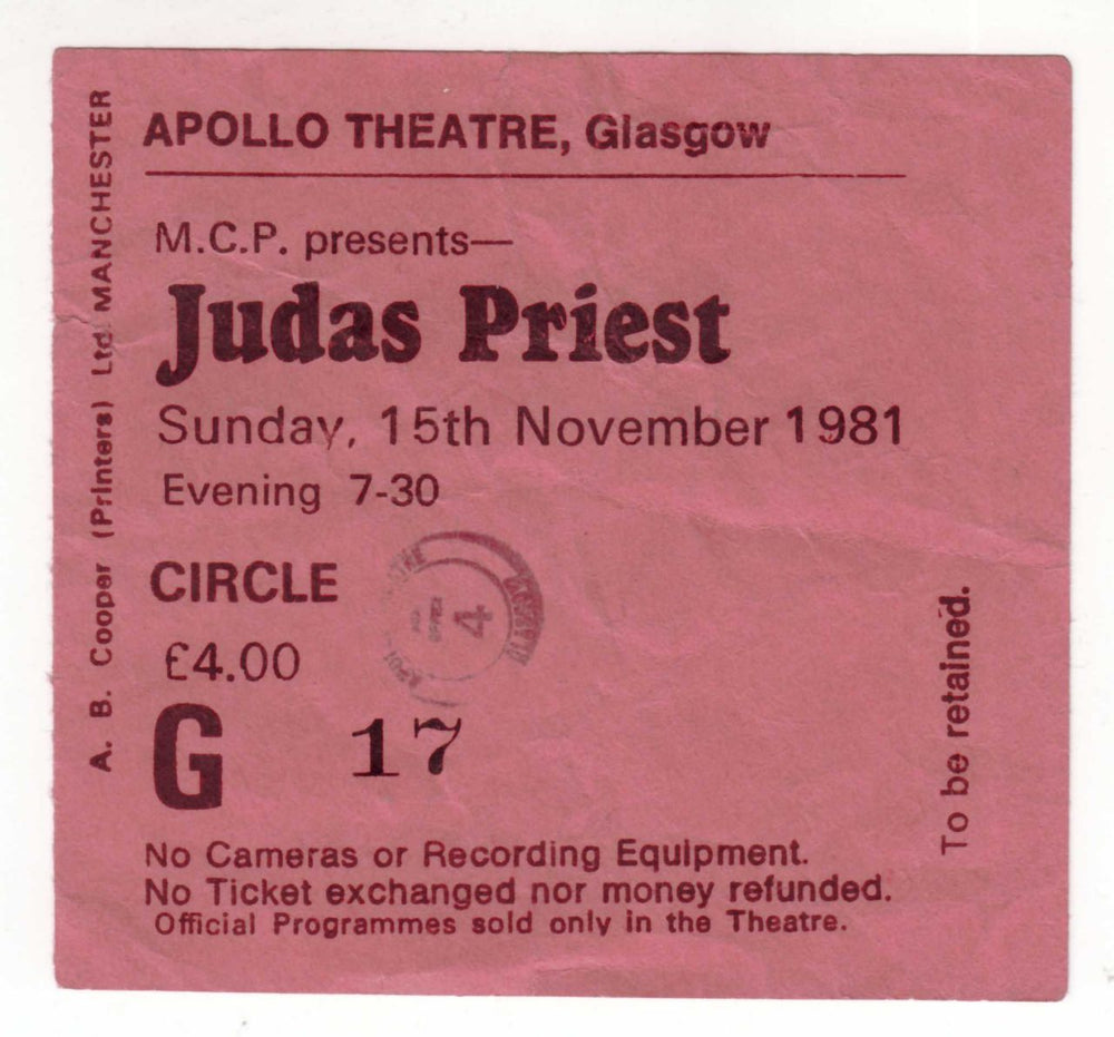 Judas Priest 1981 Tour + Ticket Stub UK tour programme JUDTRTO687415