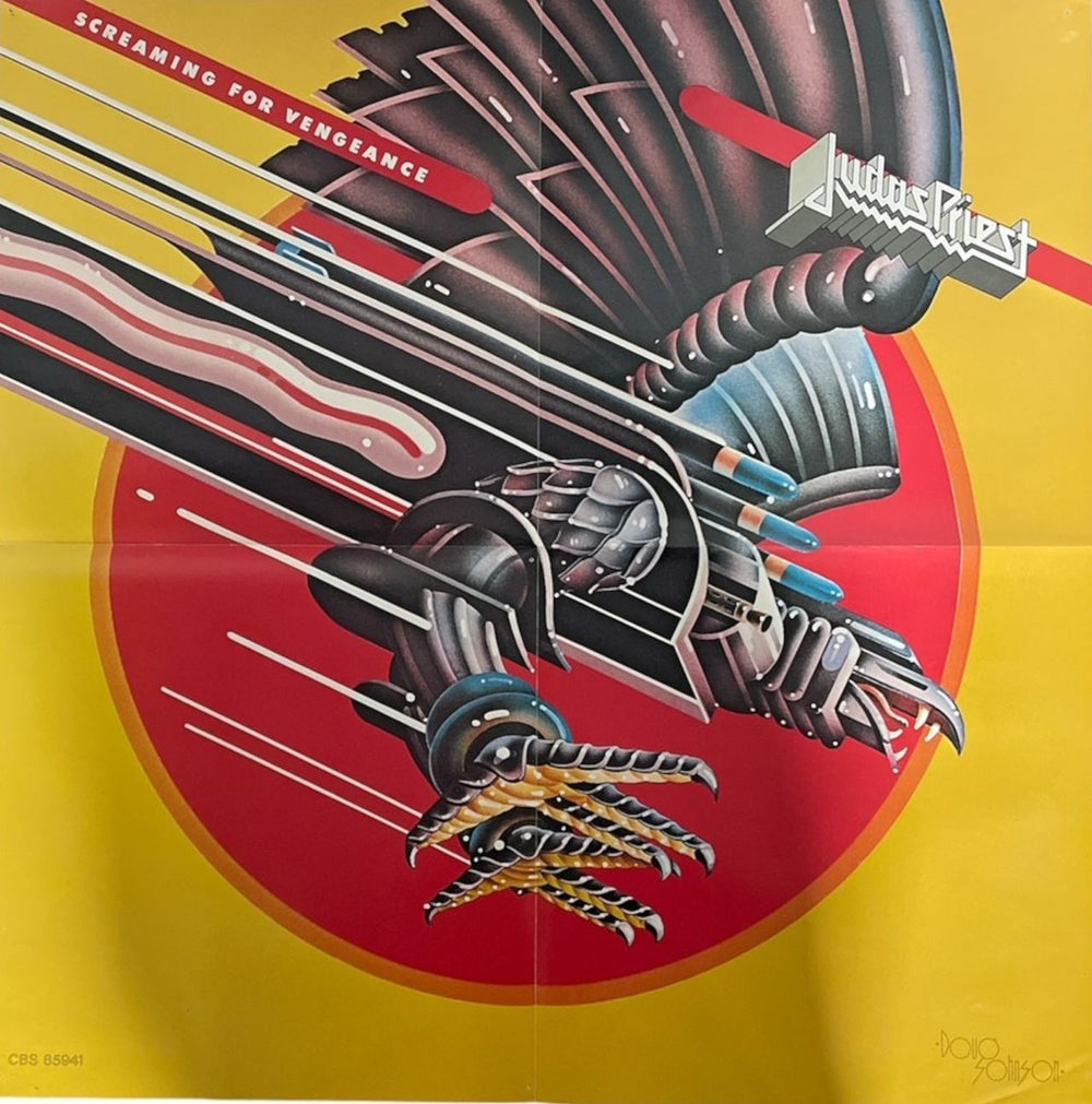 Judas Priest Screaming For Vengeance + Poster UK vinyl LP album (LP record) 1982