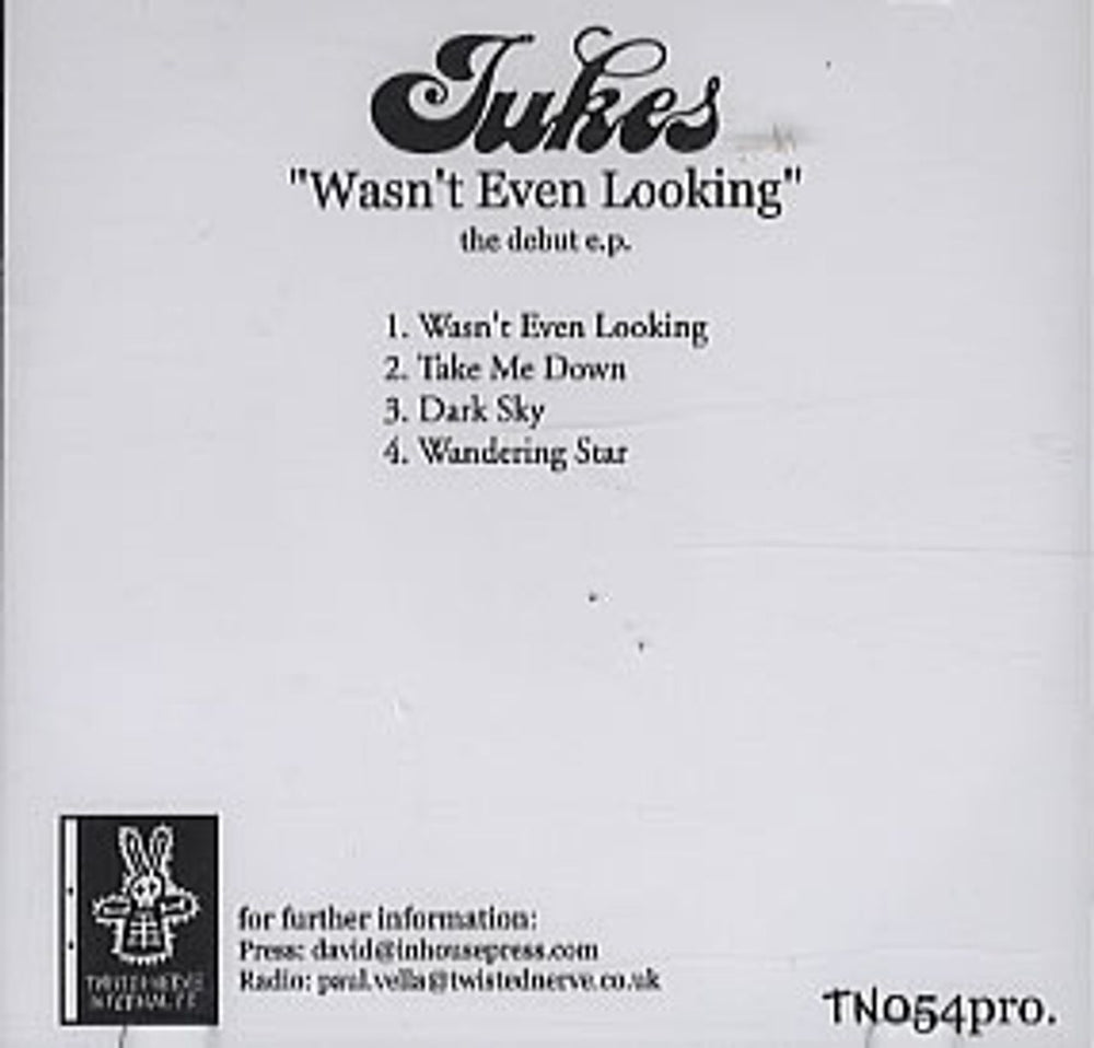 Jukes Wasn't Even Looking EP UK Promo CD-R acetate CDR ACETATE