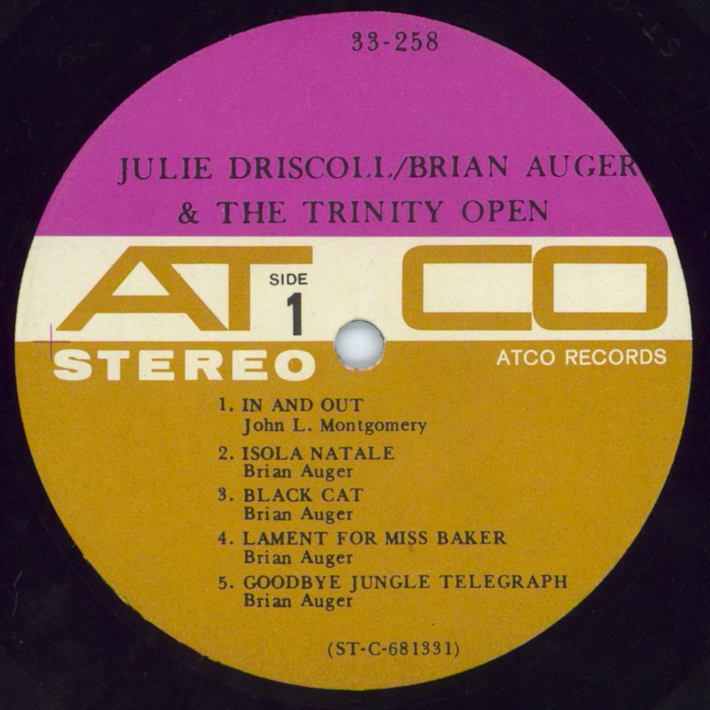 Julie Driscoll & Brian Auger Open - VG US vinyl LP album (LP record) B&JLPOP805906