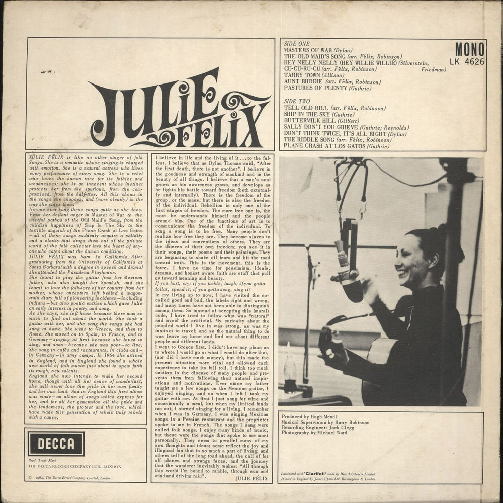 Julie Felix Julie Felix - EX UK vinyl LP album (LP record)