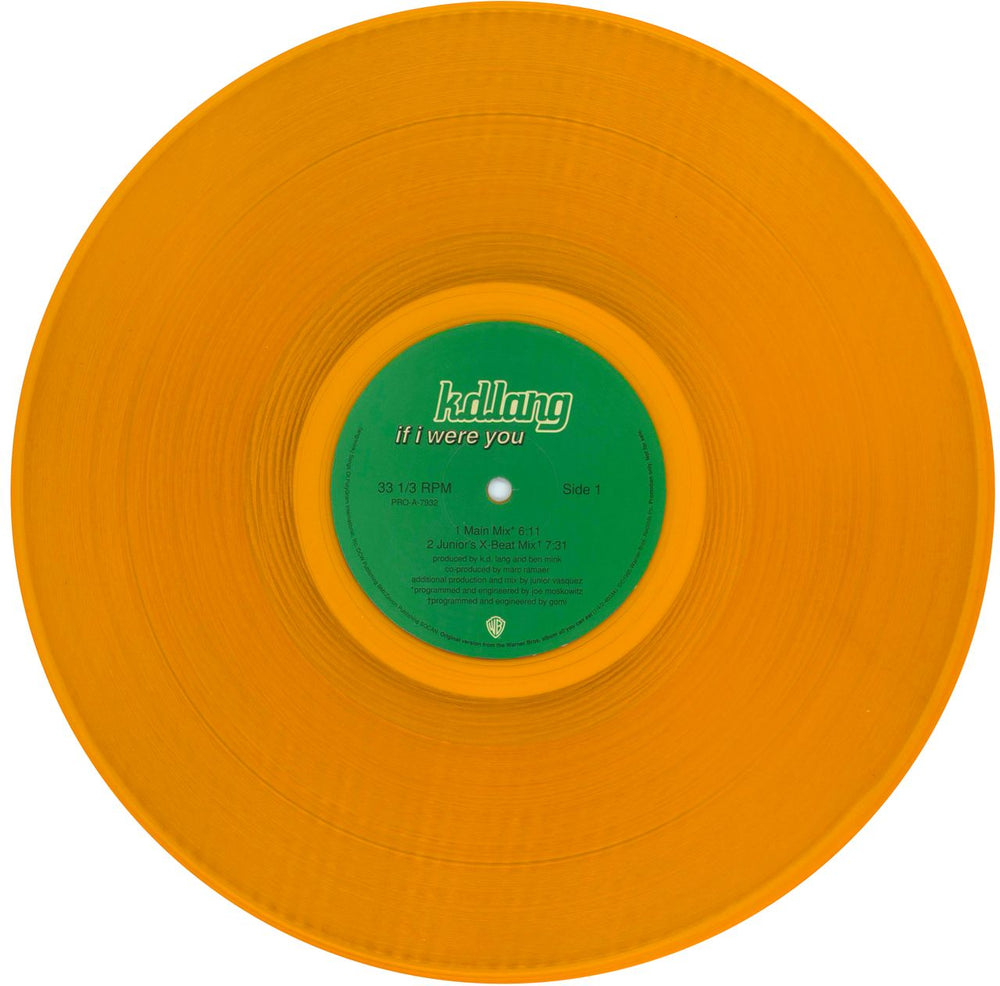 K.D. Lang If I Were You - Orange Vinyl US Promo 12" vinyl single (12 inch record / Maxi-single) KDL12IF57003