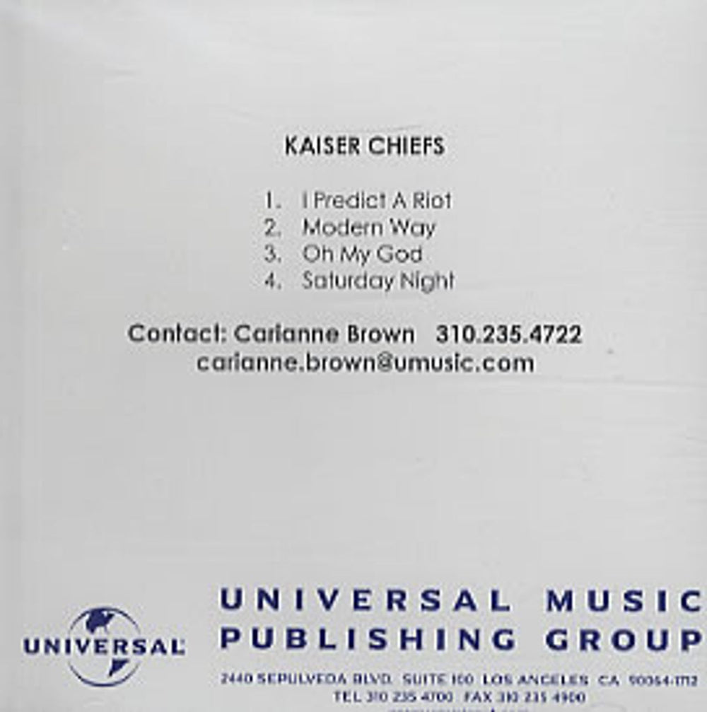 Kaiser Chiefs Kaiser Chiefs US CD-R acetate CDR ACETATE