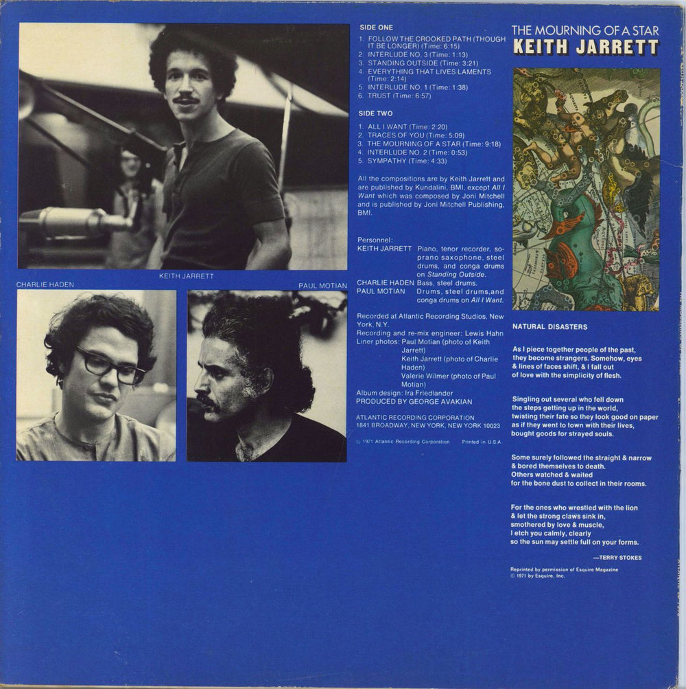 Keith Jarrett The Mourning Of A Star US vinyl LP album (LP record)