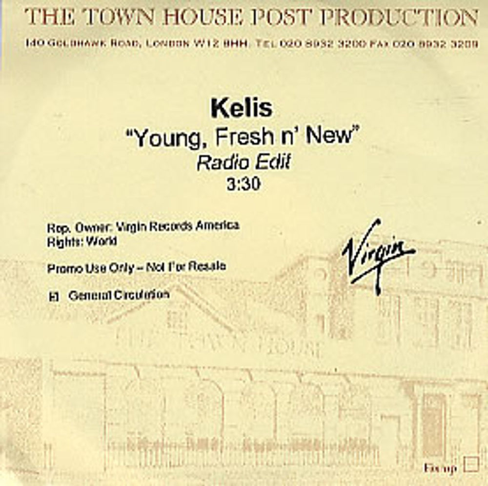 Kelis Young Fresh 'N' New UK Promo CD-R acetate CD-R ACETATE