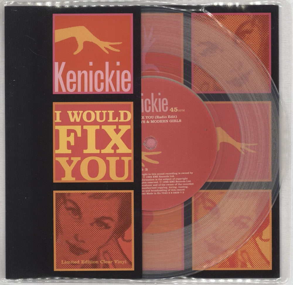 Kenickie I Would Fix You - Clear Vinyl UK 7" vinyl single (7 inch record / 45) EM513