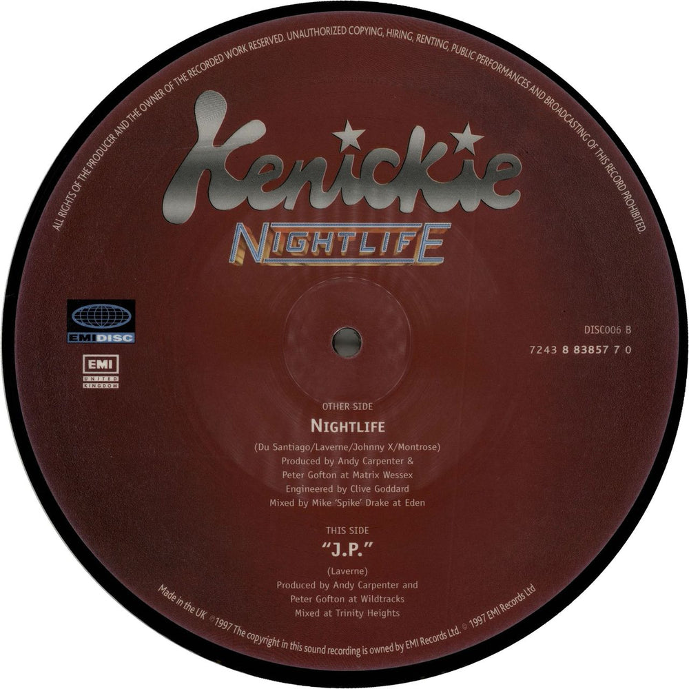 Kenickie Nightlife UK 7" vinyl picture disc (7 inch picture disc single) KKI7PNI103823