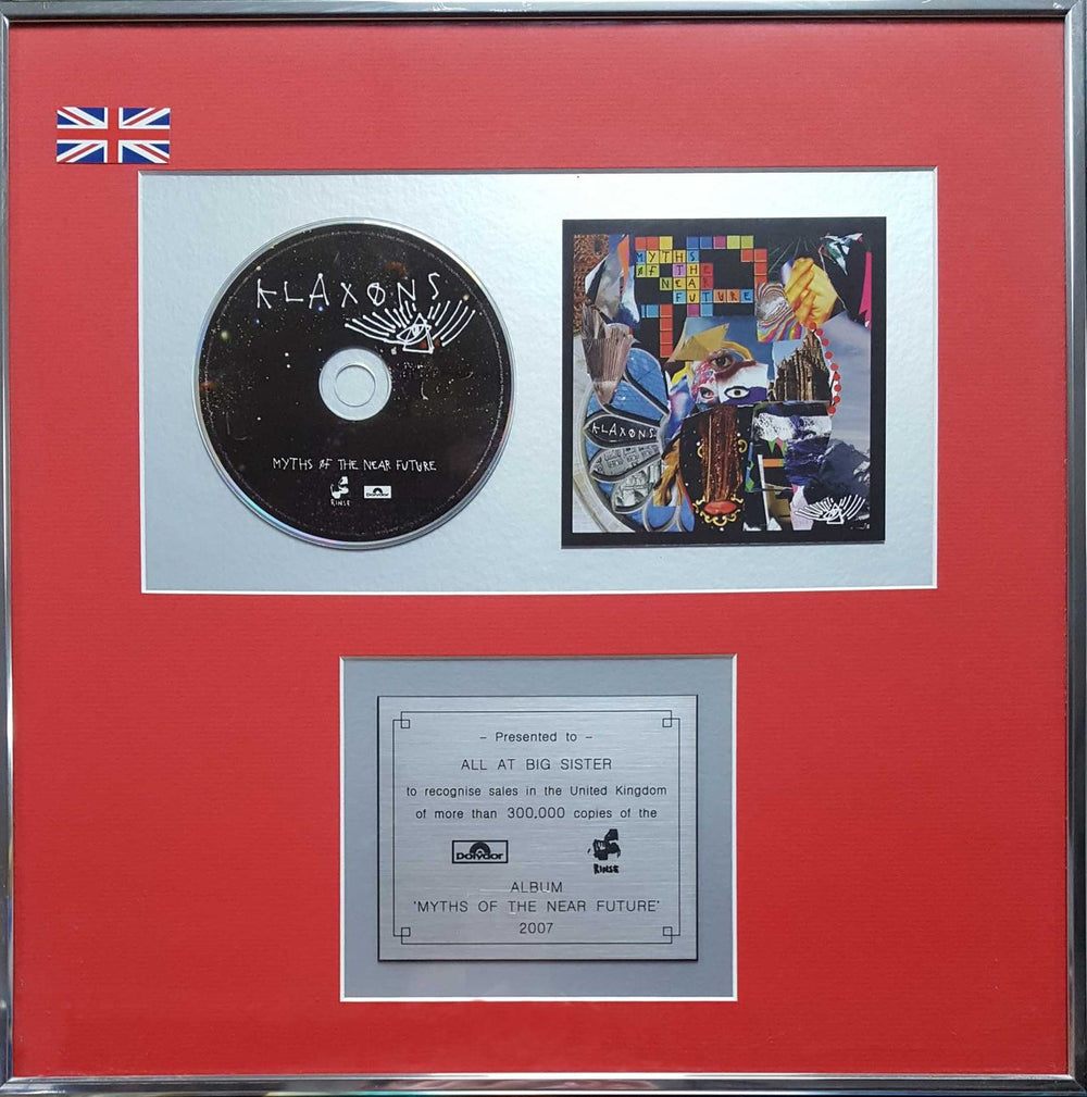 Klaxons Myths Of The Near Future UK award disc PLANINUM AWARD