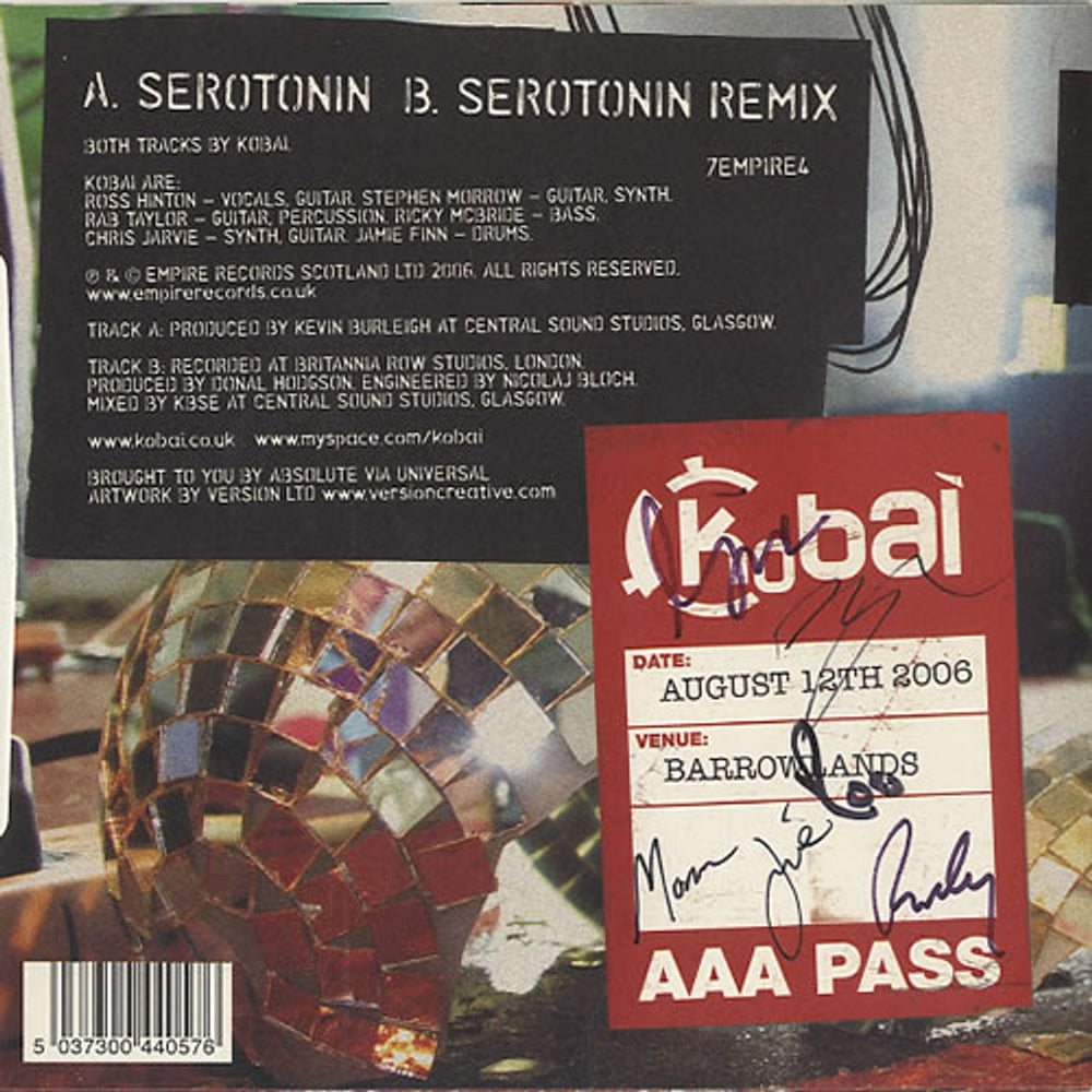 Kobai Serotonin - Autographed UK 7" vinyl single (7 inch record / 45) K3D07SE625685