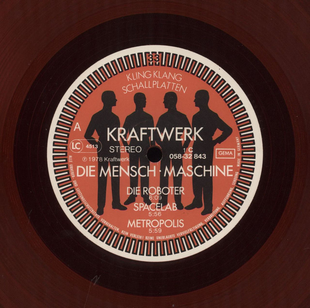 Kraftwerk Die Mensch-Maschine - Red Vinyl - VG German vinyl LP album (LP record)